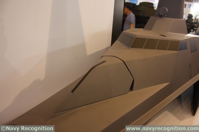 On the original FMPV design, the main gun was going to be installed on top of the bridge. On the new Stealth FAC design, the 40Mk4 gun will be fitted forward of the bridge, inside a stealth cupola
