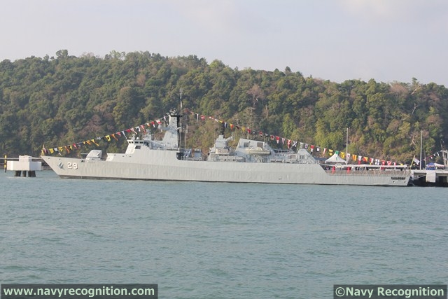 Royal Malaysian Navy Leiku class Frigate KD Jebat (FFG 29) at LIMA 2013