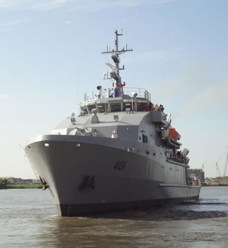 The Iraqi navy and the U.S. Navy's Naval Sea Systems Command marked the delivery of two 60-meter Offshore Support Vessels (OSV 1/ OSV 2) to the Iraqi navy in a ceremony at the Umm Qasr naval facility, Dec. 20. 
