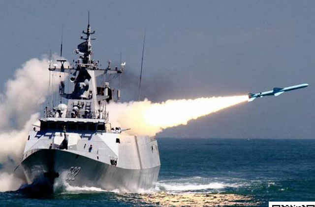 The People's Liberation Army Navy (Chinese Navy) released some pictures showing one of its newer Type 056 Corvette (Jiangdao Class) test firing a YJ-83 anti-ship missile. The ship involved in the test is first of class corvette Bengbu (hull number 582) which was commissioned in March 2013. Corvette Bengbu is deployed with the PLAN's East Sea Fleet (Homeport: Zhoushan naval base).