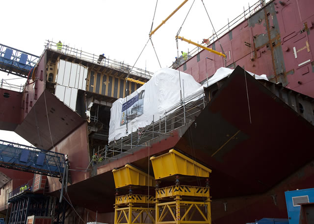 Rolls-Royce, the global power systems company, has this week successfully completed the installation of the first MT30 gas turbine into the Royal Navy’s new aircraft carrier HMS Queen Elizabeth, at Babcock’s Rosyth shipyard in Scotland.
