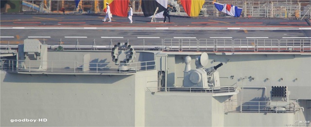 Recent pictures have emmerged on the Chinese internet showing the nation's Aircraft Carrier Liaoning new Close in Weapon System (CIWS) in action. The new generation CIWS, called H/PJ-14, is reported by Chinese media to be of the third generation.