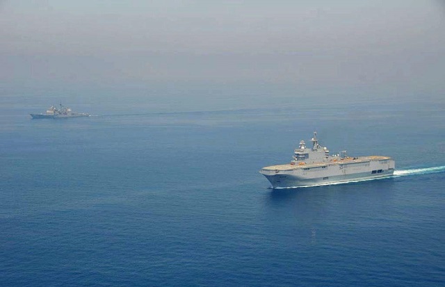 In May 2013, French Navy amphibious assault ship Tonnerre received escort from U.S. Navy guided missile cruiser USS Hue City, when crossing the Strait of Hormuz to reach the Gulf of Oman.