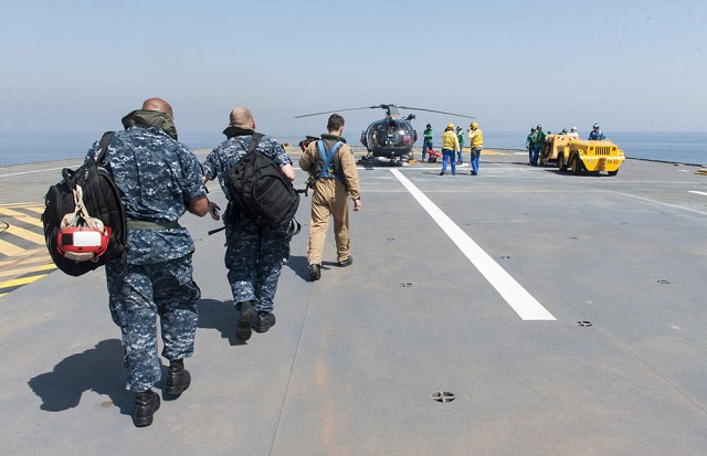 In May 2013, French Navy amphibious assault ship Tonnerre received escort from U.S. Navy guided missile cruiser USS Hue City, when crossing the Strait of Hormuz to reach the Gulf of Oman.