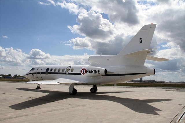 On 11 September 2013 in Mérignac, Dassault Aviation delivered a Falcon 50 M to the French defense procurement agency (DGA) to ensure maritime surveillance tasks. This aircraft is the first in a series of four State-owned Falcon 50B (initially operated by Etec, the French Air Force squadron that ensured presidential and other official flights) to be transformed for maritime surveillance missions. It will join four other Falcon 50 M jets in service in the French Navy since the early 2000s.