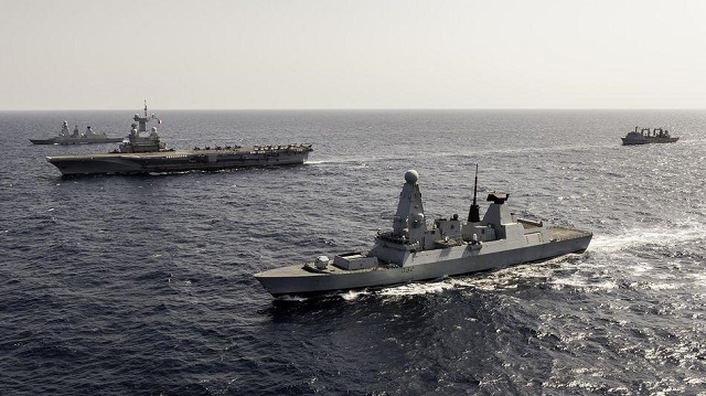 According the the French Navy, Royal Navy's Type 45 Air Warfare Destroyer HMS Daring was attached to the Charles de Gaulle Aircraft Carrier strike group from February 8th to 15th. The move is part of the Combined Joint Expeditionary Force (CJEF) and allows for better cooperation between the two navies a few days following the Franco-British summit on defense. 