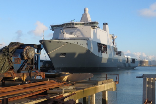 On Saturday, March 8th, Dutch Defence Minister Jeanine Hennis-Plasschaert ceremonially named the Karel Doorman, the new Joint Support Ship for the Royal Netherlands Navy. The ceremony took place in Vlissingen at the shipyard operated by Damen Schelde Naval Shipbuilding. With a length of 204.7 metres, the Karel Doorman is the biggest ship in the Dutch navy.