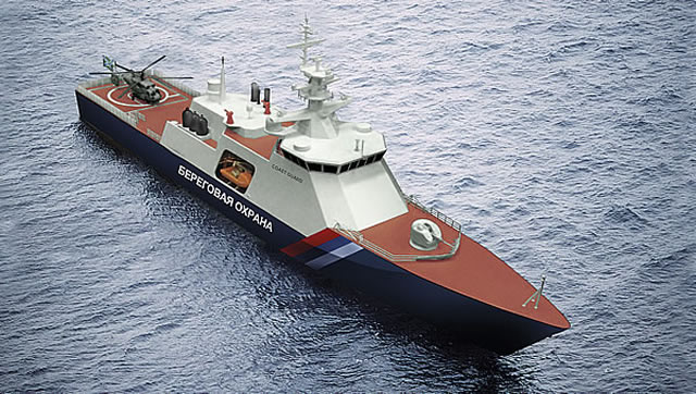 On May 21st 2014, Zelenodolsk Plant named after A.M. Gorky (incorporated by the JSC „Ak Bars“ Holding Company») officially the first ship of Project 22100 class named "Ocean". The customer is the border guard units of the Federal Security Service of the Russian Federation (FSB, successor of the KGB). Development work of a new patrol ship began in 2009 by order of the FSB border guards, but the actual design and development work on the project 22100 began in 2011.