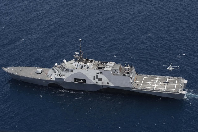 Sailors aboard Freedom type Littoral Combat Ship USS Coronado (LCS 4) recently conducted dynamic interface testing with the MQ-8B Fire Scout Vertical Take-Off and Landing Tactical Unmanned Aerial Vehicle (VTUAV) NAVSEA announced Oct. 16.