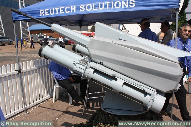 At AAD 2014 (Africa Aerospace and Defence Exhibition which takes places from the 17 )to 21 September at air force base waterkloof near Pretoria, in South Africa) South African company Reutech Solutions unveils the Super Rogue 3 20mm naval remote weapon station (RWS).