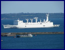 The Missile Range Insrumentation Ship Monge (A601) is back in the Marine Nationale (French Navy) fleet following a major refit started in May. Missile Range Instrumentation Ships are fitted with antennas and electronics to support the launching and tracking of missiles and rockets.