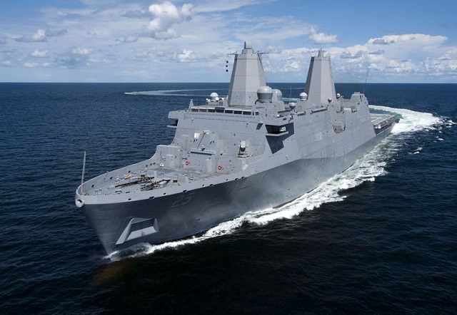 Huntington Ingalls Industries (HII) announced today that its Ingalls Shipbuilding division has received a $200 million, cost-plus-fixed-fee advance procurement contract from the U.S. Navy for LPD 28, the 12th amphibious transport dock of the San Antonio (LPD 17) class. The funds will be used to purchase long-lead-time material and major equipment, including main engines, diesel generators, deck equipment, shafting, propellers, valves and other long-lead systems.