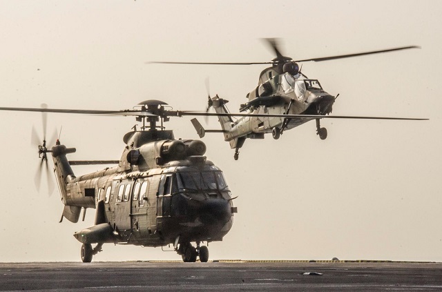 Three helicopters of the Spanish Army Airmobile Forces (Fuerzas Aeromóviles del Ejército de Tierra or FAMET) - a CH-47D Chinook, a Cougar and a Tigre held on 4 December, landing and takeoff trials on the deck of the Mistral-class LHD Dixmude of the French Navy. This training exercise took place during the vessel's approach of Barcelona's port.