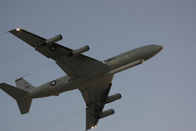 The E-8C Joint Surveillance Target Attack Radar System, also known as JSTARS, flown by the 116th and 461st Air Control Wings, recently participated in naval exercises to enhance joint service training in a contested environment. The U.S. Navy’s Composite Training Unit Exercise tested crews’ ability to respond to a variety of threats for which the E-8C Joint STARS long range radar capability provided land and sea radar information to the Carrier Strike Group 4 based out of Norfolk, Virginia.