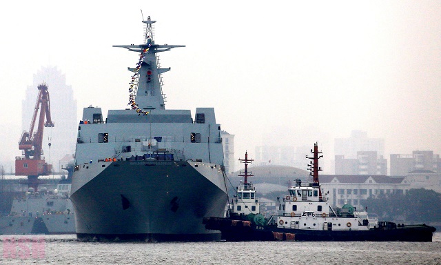 The fourth Type 071 LPD for the PLAN is launched on 22 January 2015 at Hudong shipyard in China.