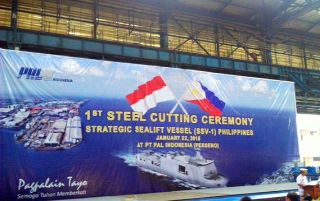 PT PAL Indonesia held a "First Steel Cutting Ceremony" of the Strategic Sealift Vessel-1 (SSV) Landing Platform Dock in presence of the Chief of Staff of the Philippine Navy and other authorities. The Philippines Ministry of Defence ordered two SSVs from the Indonesian shipyard. Delivery of this unit is expected on the second quarter of 2016. The second and final delivery is set on 2017.