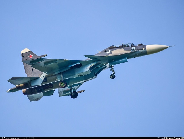 Pictures of two new Su-30SM fighters for the Russian Ny have emerged on Russian spotter forums. The most recent picture shows the latest Su-30SM with serial number "40" and "41" on order for the Russian Navy. The contract for the purchase of five Su-30SM for the Russian Navy was signed in December 2013. Three jets were delivered last year and the remaining should be delivered this year. The aircraft are manufactured by Irkut Corporation (member of United Aircraft Corporation).