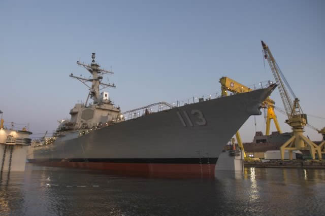 Huntington Ingalls Industries’ Ingalls Shipbuilding division has received a $618 million contract modification to fund construction of the Arleigh Burke-class (DDG 51) guided missile destroyer DDG 123 for the U.S. Navy. The ship is the fourth of five destroyers the company was awarded in June 2013. Ingalls previously was awarded $55 million in advance procurement for DDG 123, making the full contract $673 million.