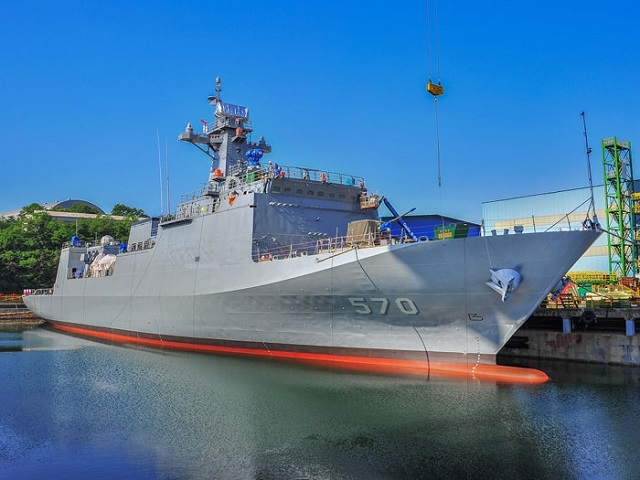 South Korean shipyard Hyundai Heavy Industries (HHI) launched the first MLS-II class anti-submarine warfare (ASW) minelayer for the Republic of Korea Navy (ROK Navy) on May 28th. MLS-II Nampo has a lenght of 114 meters, 17 meters in width and 28 meters in depth for a displacement of 3,000 tons. Its crew complement is 120. Nampo is expected to be delivered to the ROK Navy by October 2016 following final outfitting and sea trials.