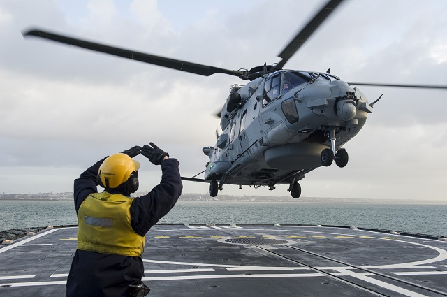 The French Navy took delivery of its 15th NH90 NFH “Caiman Marine” helicopter. This event took place in Marignane (Airbus Helicopters Facility) where the helicopter was built in presence of representatives of the French Navy and the French Defense Procurement Agency (DGA). This helicopter is the first aircraft delivered in Final Radar Configuration standard (FRC).