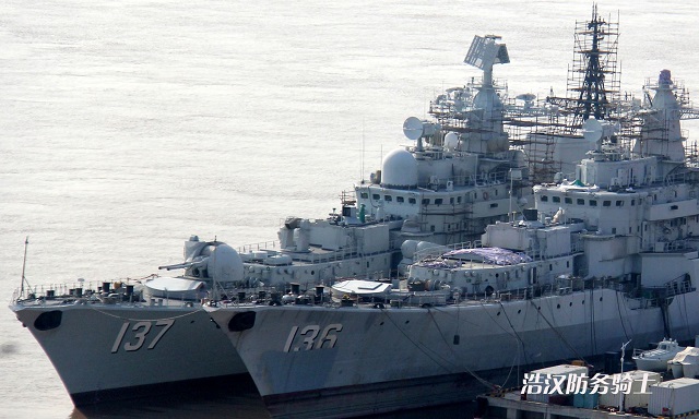 Recent images from China are showing two People's Liberation Army Navy (PLAN) Project 956E Sovremennyy destroyers undergoing major refit and upgrade. It appears that the PLAN is upgrading its class of four destroyers (two 956E followed by two improved 956EM) acquired from Russia with domestic systems.