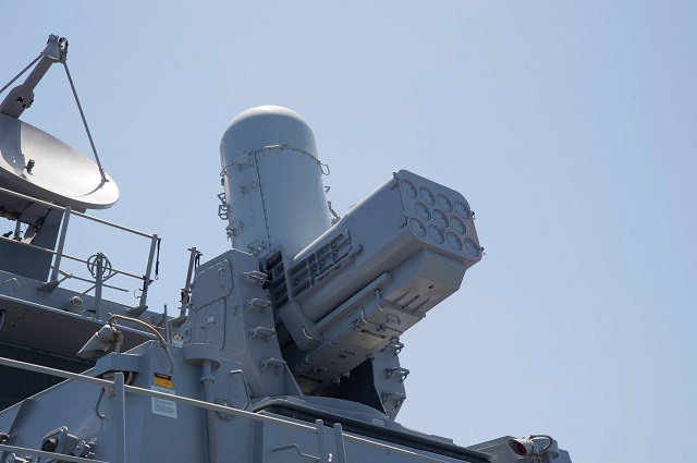 The U.S. Navy conducted its first firing from the SeaRAM anti-ship defense system produced by Raytheon installed on the USS Carney stationed in Rota, Spain.