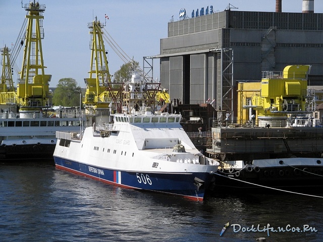 On May 6, 2016, the Almaz Shipyard in St. Petersburg launched the Severnoye Design Bureau-developed Project 22460 Okhotnik-class escort ship (serial number 506) it has been building for the Border Guard of Russia’s Federal Security Service (FSS). 