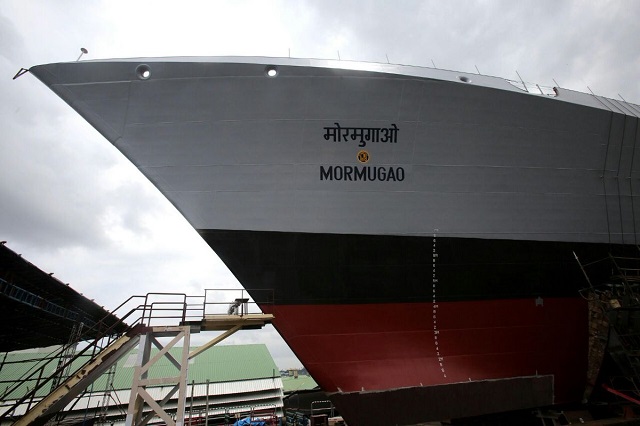 Another significant milestone in the annals of the Indigenous Warship design and construction programme of India was achieved with the launch of Guided Missile Destroyer, Mormugao, second ship of Project 15B, on 17 Sep 16, at Mazagaon Dock Ship Builders Limited (MDL), Mumbai. With a launch weight of 2844 tonnes, the vessel made its first contact with water at 11:58 AM with full fanfare during the launching ceremony graced by Chief of the Naval Staff, Admiral Sunil Lanba as the Chief Guest.