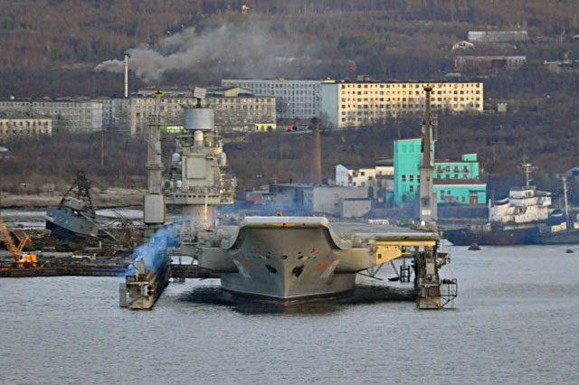 Russian aircraft carrier Admiral Kuznetsov dry dock