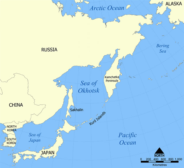 Kuril Islands Sea of Okhotsk map