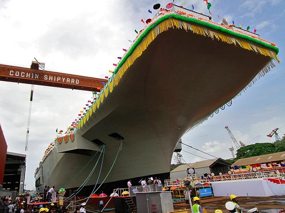 Indias Defence Secretary Reviews Indigenous Aircraft Carrier Vikrant