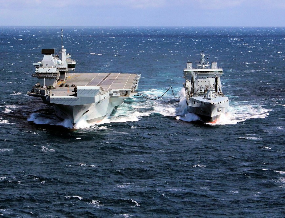 Royal Navys Aircraft Carrier HMS Queen Elizabeth Carried Out her first UNREP