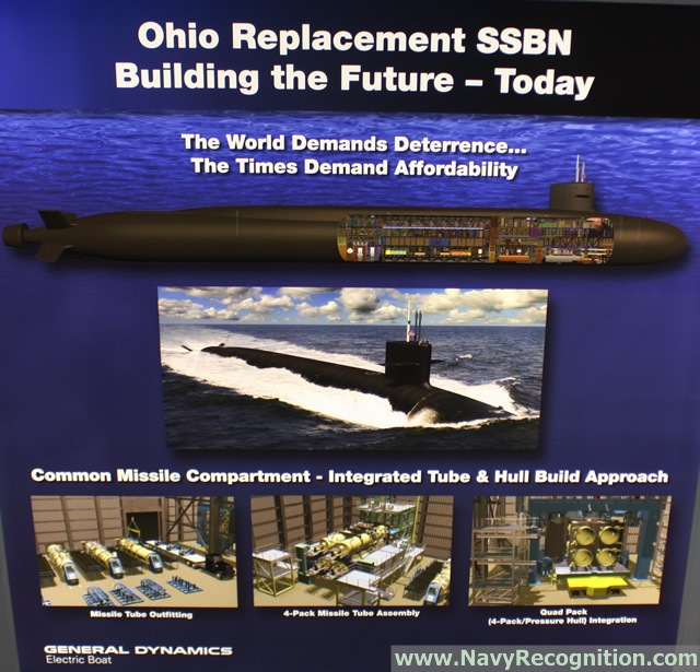 General Dynamics Electric Boat at the Navy League’s 2015 Sea-Air-Space Exposition is showcasing for the first time a detailed Ohio Replacement scale model. The Ohio Replacement design maximizes commonality with the existing Ohio and Virginia classes to reduce risk and cost.