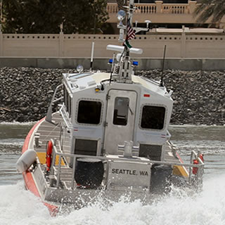 Kvichak Marine's Response Boat Medium (RB-M) is a 13.7 meter fast patrol boat operated by the US Coast Guard for Maritime Security, Homeland Security and SAR missions. It is capable of speeds in excess of 40 knots and is self-righting in all conditions.