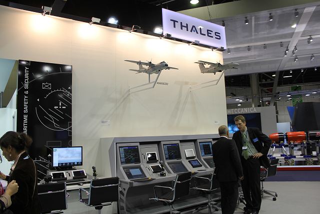 Maritime Surveillance System area of Thales Company booth at Euronaval 2012. Thales’s Maritime Surveillance System area offers a comprehensive range of flexible solutions from equipment to systems for effective monitoring of maritime safety, security and surveillance activities. 