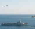 2x Rafale M, Multirole fighter aircraft | Charles de Gaulle (R91), Nuclear Powered Aircraft Carrier | Perle (S606), Rubis-class Nuclear Attack Submarine | J.Triantafyllides © Marine Nationale