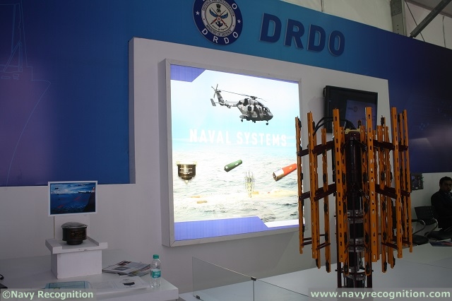 At DEFEXPO 2014, the Indian Defence Research & Development Organisation (DRDO) presents its Low Frequency Dunking Sonar (LFDS) developped for the Indian Navy's ASW helicopters.