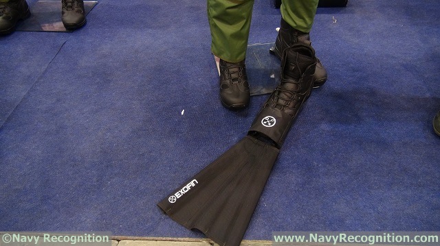 At the 13th Baltic Military Fair BALT-MILITARY-EXPO 2014 currently held in Gdansk, Poland, local company EXOFIN presents some unique folding fins designed for special forces. The company based in Gdynia used modern materials such as kevlar, titanium and carbon to match the requirements of special forces and come out with a product combining low weight, excellent hydrodynamic properties all in a small size.