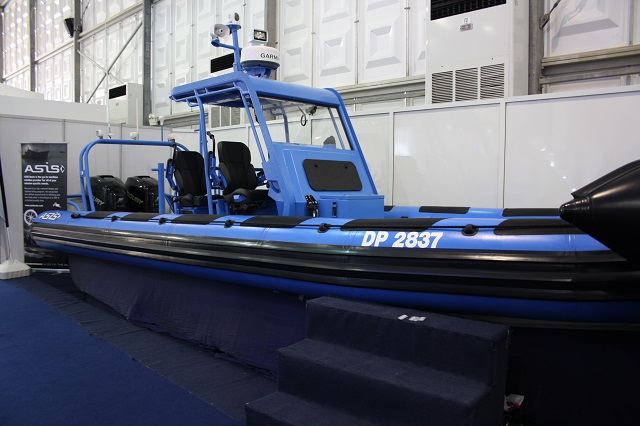 ASIS Boats launched the Bluebird 9.5 meters military rigid inflatable boat at NAVDEX 2015, the International Defense Exhibition & Conference which was held from February 22 -26, 2015 at Abu Dhabi National Exhibition Centre (ADNEC), Abu Dhabi, UAE. 