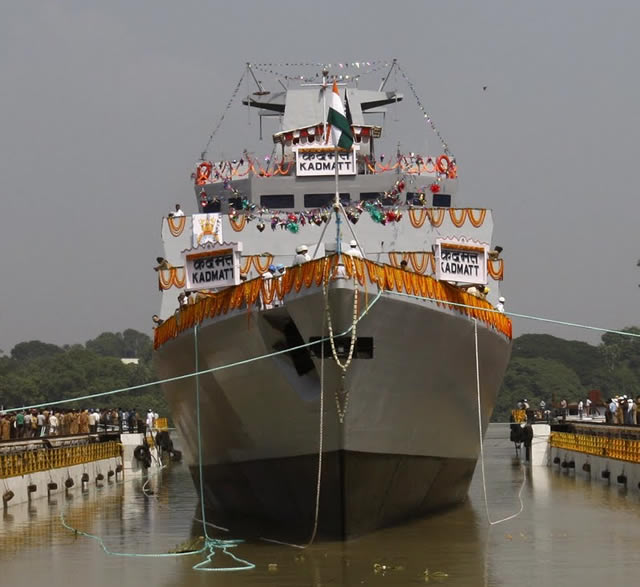 The Indian Navy's modernization quest under Project-28, to stealthily hunt and destroy lurking enemy submarines, was further bolstered today with the launch of the second indigenous anti-submarine warfare (ASW) corvette Kadmatt - named after an island in the Lakshwadeep archipelago of India -- built by Garden Reach Shipbuilders & Engineers (GRSE), at Kolkata.