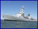 Belgian Navy frigate Leopold I came out of drydock in Den Helder (Netherlands) this Thursday, August 9, 2012 following modernization and repair work conducted over a few months.