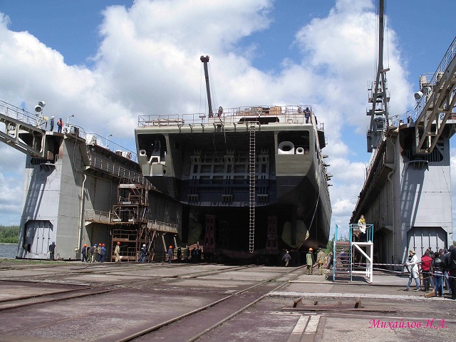 May 18, 2012 at JSC "Baltic Shipyard Yantar" in Kaliningrad, a new large landing ship for the Russian Navy was floated out following an official ceremony. Project 11711 large landing ship of the new generation was designed in the late eighties and nineties. Russian Ministry of Defense April 1, 2004 issued the contract to build Project 11711. The ship's completion is expected by 2013. Plans to build three more ships of the same class are under consideration. 