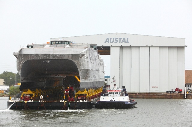 On October 1, 2012, Austal USA successfully completed the launch process of the second Joint High Speed Vessel (JHSV), the recently christened USNS Choctaw County (JHSV 2). This 103-metre high-speed catamaran represents the US Department of Defense’s next generation multi-use platform. It is part of a 10-ship program potentially worth over US$1.6 billion.