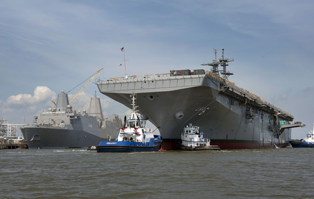 The newest amphibious assault ship America (LHA 6) was christened Oct. 20 at a ceremony in Pascagoula, Miss. "When America joins the fleet, we'll be a stronger, more flexible, and a better Marine Corps team. We need this ship," said Vice Chief of Naval Operations Adm. Mark Ferguson during the ceremony.
