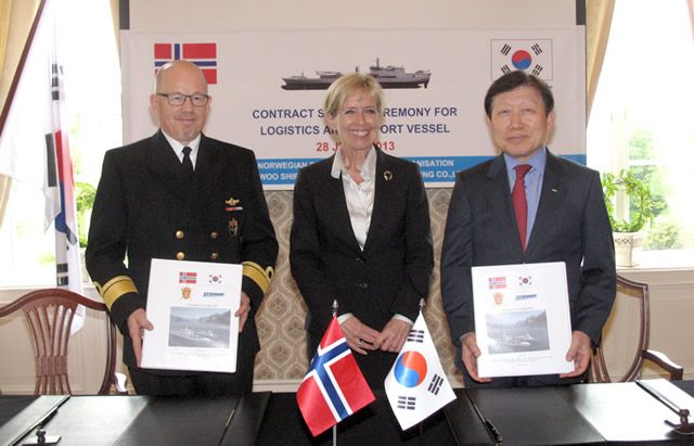 DSME received an order for a combat support ship from the Norwegian Defense Logistics Organization. The value of this contract is approximately 230 million USD. The warship is scheduled to be delivered to the Norwegian Navy in September 2016.