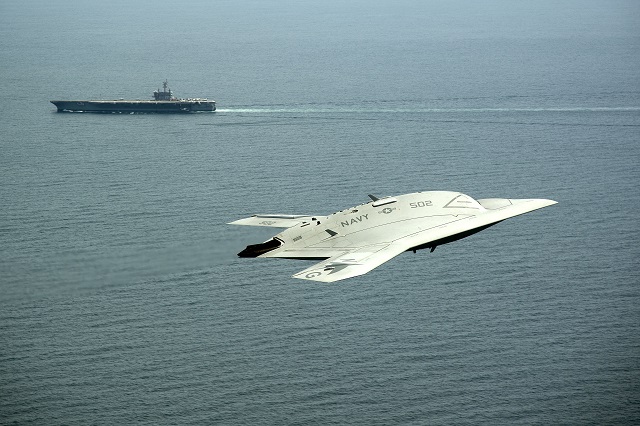 The US Navy’s X-47B Unmanned Combat Air System (UCAS) demonstrator safely returned to Naval Air Station Patuxent River Aug. 8 from NASA’s Wallops Flight Facility in Virginia after recently completing a number of historic firsts for carrier-based unmanned aviation.