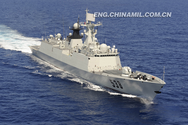 A ship formation of the Navy of the Chinese People’s Liberation Army (PLA) sailed to the West Pacific Ocean to conduct regular high-sea training on the eve of the Chinese Spring Festival. The ship formation is composed of the “Qingdao” guided missile destroyer, the “Yantai” guided missile frigate and the “Yancheng” guided missile frigate of the North China Sea Fleet of the Navy of the PLA, and all the three ships are home-made warships.