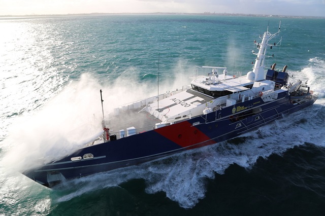 Austal launched the sixth in-series Cape Class Patrol Boat (CCPB) at the company’s Australian Defence Facility in Henderson, Western Australia. The launch of Cape Leveque marks the third year in a row a CCPB has been launched in the first week of January; preceded by Cape St George (CCPB01) in 2013 and Cape Byron (CCPB02) in 2014. 