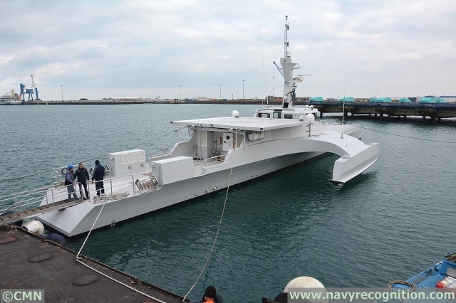 The first OCEAN EAGLE 43 Trimanran Patrol Vessel in the waterThe first OCEAN EAGLE 43 Trimanran Patrol Vessel in the water