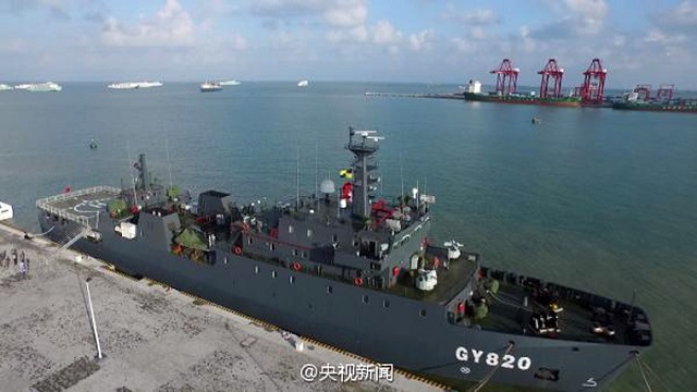 The Chinese Ministry of Nationa Defense announced that a new logistics support ship of the Chinese People’s Liberation Army (PLA) began its service in Sansha City, south China's Hainan Province, on the morning of November 23, 2015. The supply ship (hull number GY820) is the largest of its kind in the PLA Army with a maximum displacement of 2,700 tons. The 90 meters long and 14.6 meters wide vessel will be based in the South China Sea region to support replenishment operations.